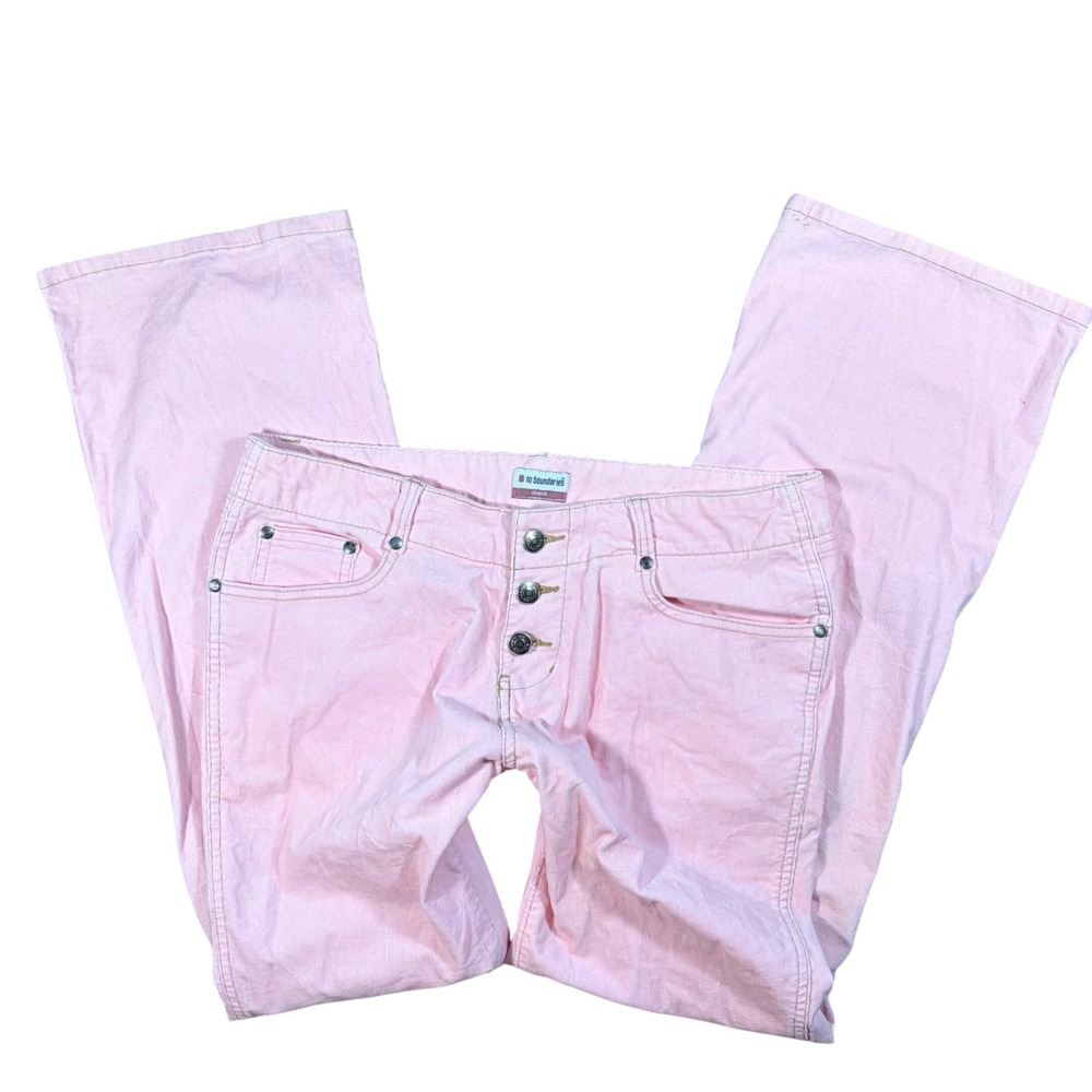 Y2K NOBO Flare Rare Coquette Pink Corduroy Pants Low Rise Button Fly